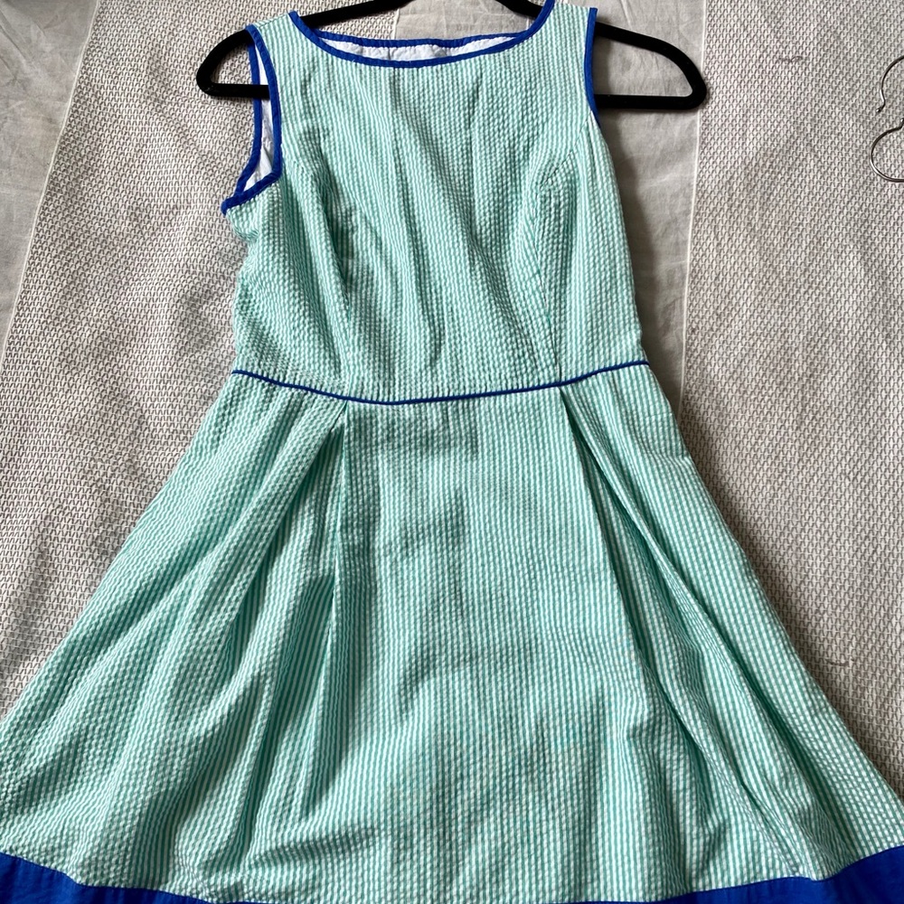 Seersucker Light Blue Dress with pockets